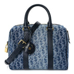 Christian Dior Denim Oblique Groove 25 Bag Blue Denim
