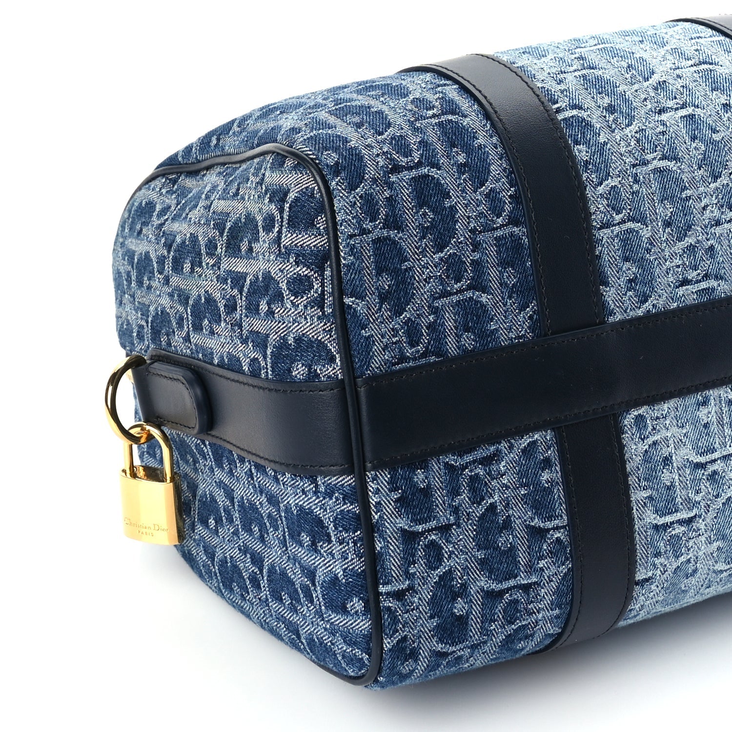 Christian Dior Denim Oblique Groove 25 Bag Blue Denim