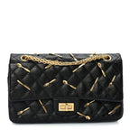 Chanel Calfskin Quilted Spoon Charms Brasserie 2.55 Reissue 225 Flap  Black