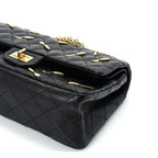 Chanel Calfskin Quilted Spoon Charms Brasserie 2.55 Reissue 225 Flap  Black