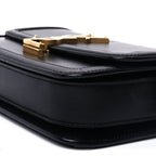 Saint Laurent Box Calfskin Monogram Medium Solferino Satchel  Black