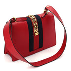 Gucci Calfskin Small Sylvie Shoulder Bag  Hibiscus Red