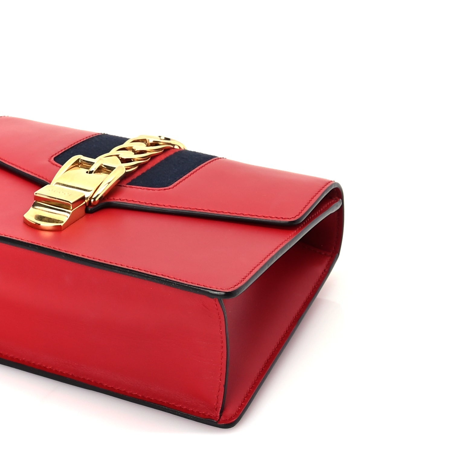 Gucci Calfskin Small Sylvie Shoulder Bag  Hibiscus Red