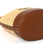 Gucci Raffia Calfskin Woven Mini Bucket Bag Brown