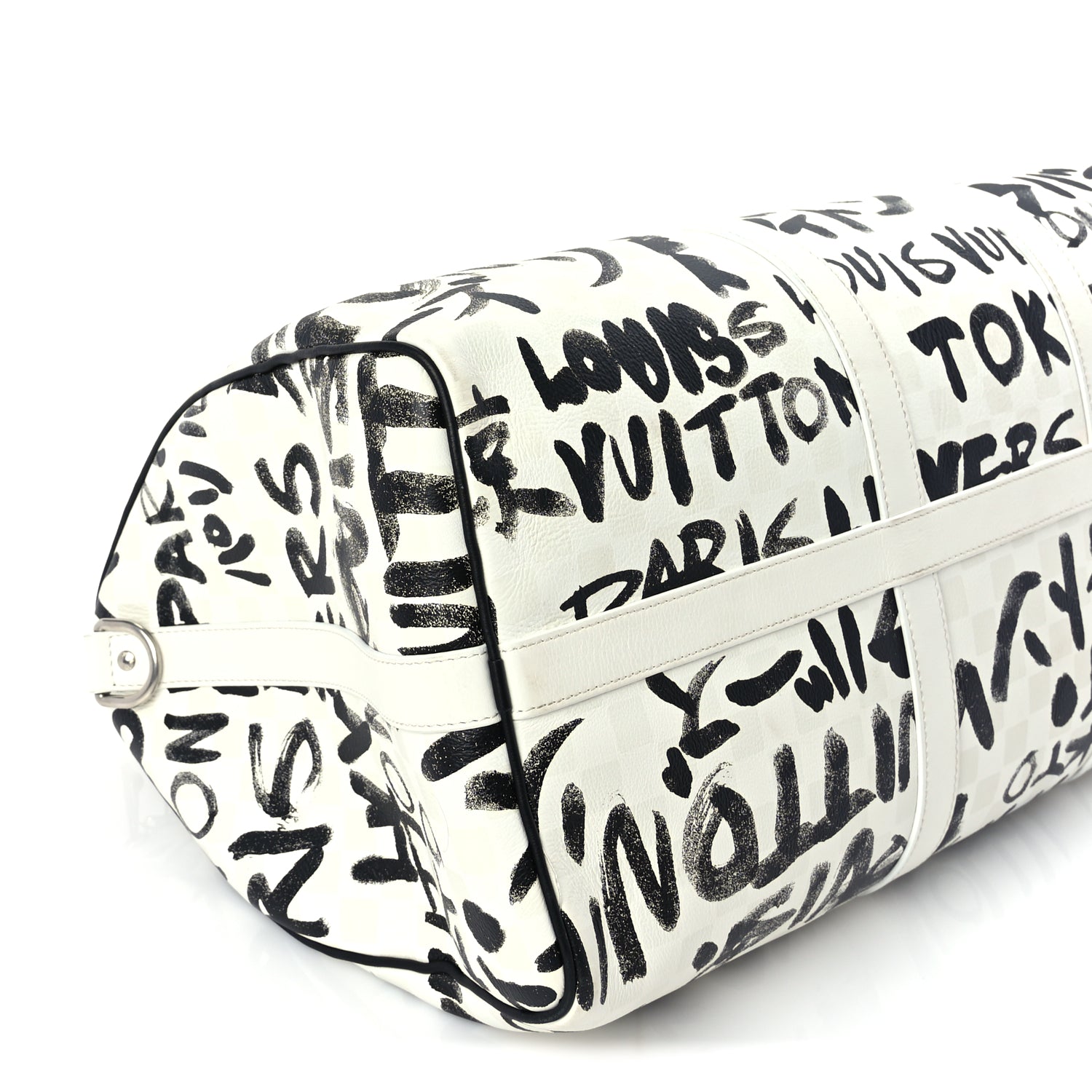 Louis Vuitton Calfskin Damier Scribble Keepall Bandouliere 50  Black White
