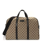 Gucci Monogram Dollar Calfskin Boston Duffle Bag Beige Ebony Testa di Moro Marrone Scuro