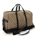 Gucci Monogram Dollar Calfskin Boston Duffle Bag Beige Ebony Testa di Moro Marrone Scuro