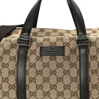 Gucci Monogram Dollar Calfskin Boston Duffle Bag Beige Ebony Testa di Moro Marrone Scuro