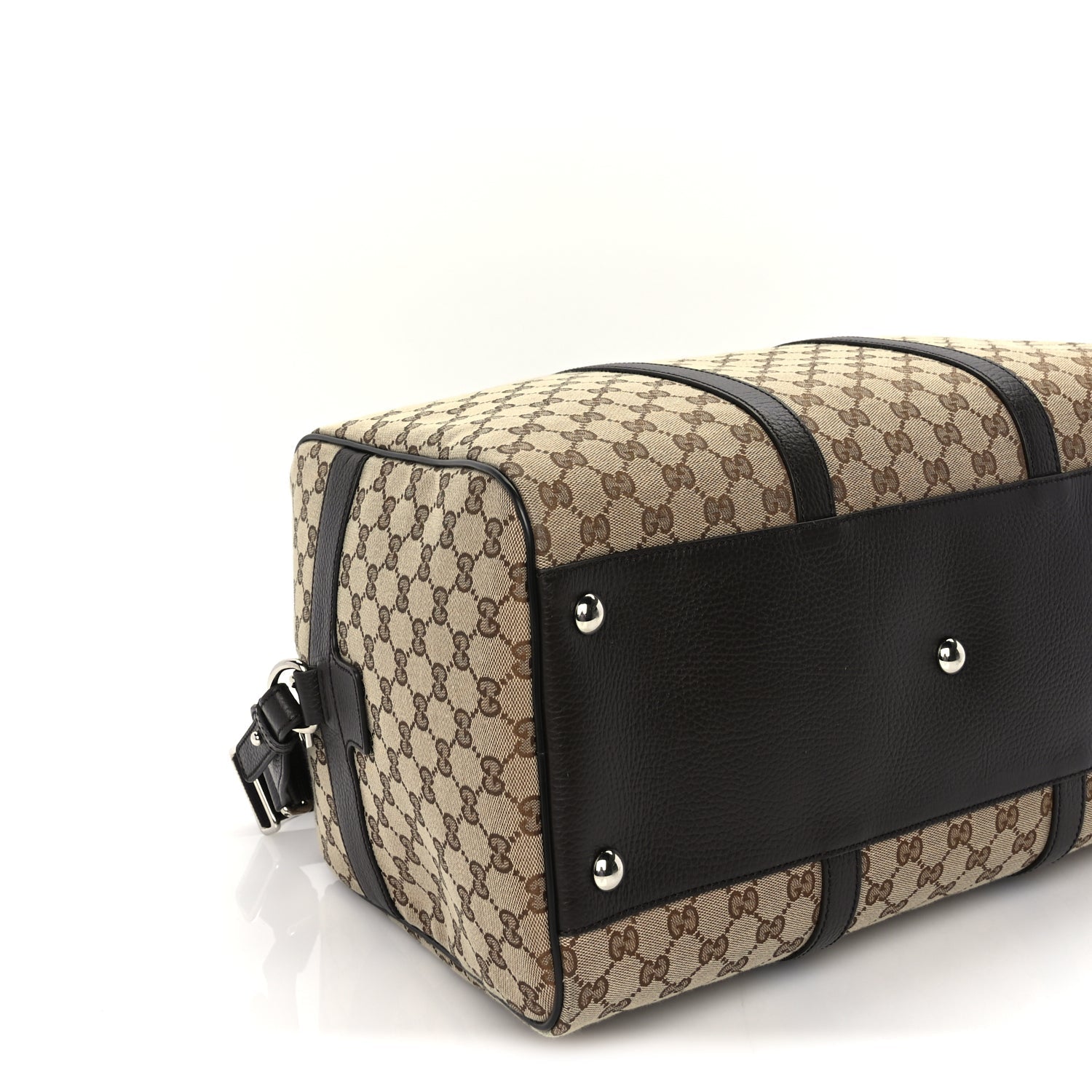 Gucci Monogram Dollar Calfskin Boston Duffle Bag Beige Ebony Testa di Moro Marrone Scuro