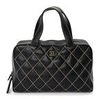 Chanel Calfskin Wild Stitch Top Handle Bag Black