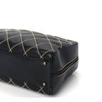 Chanel Calfskin Wild Stitch Top Handle Bag Black