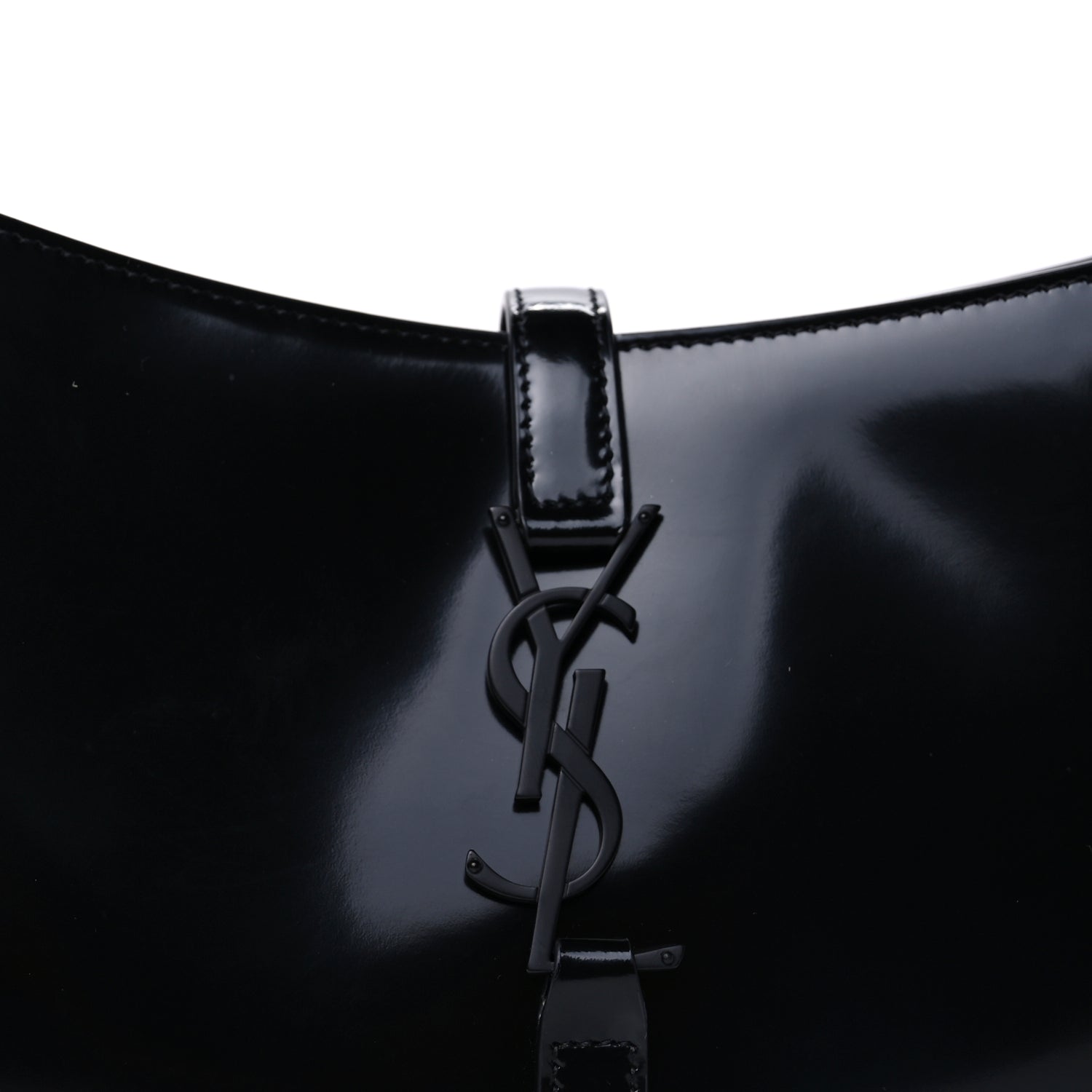 Saint Laurent Patent Le 5 A 7 Monochrome Hobo  Black