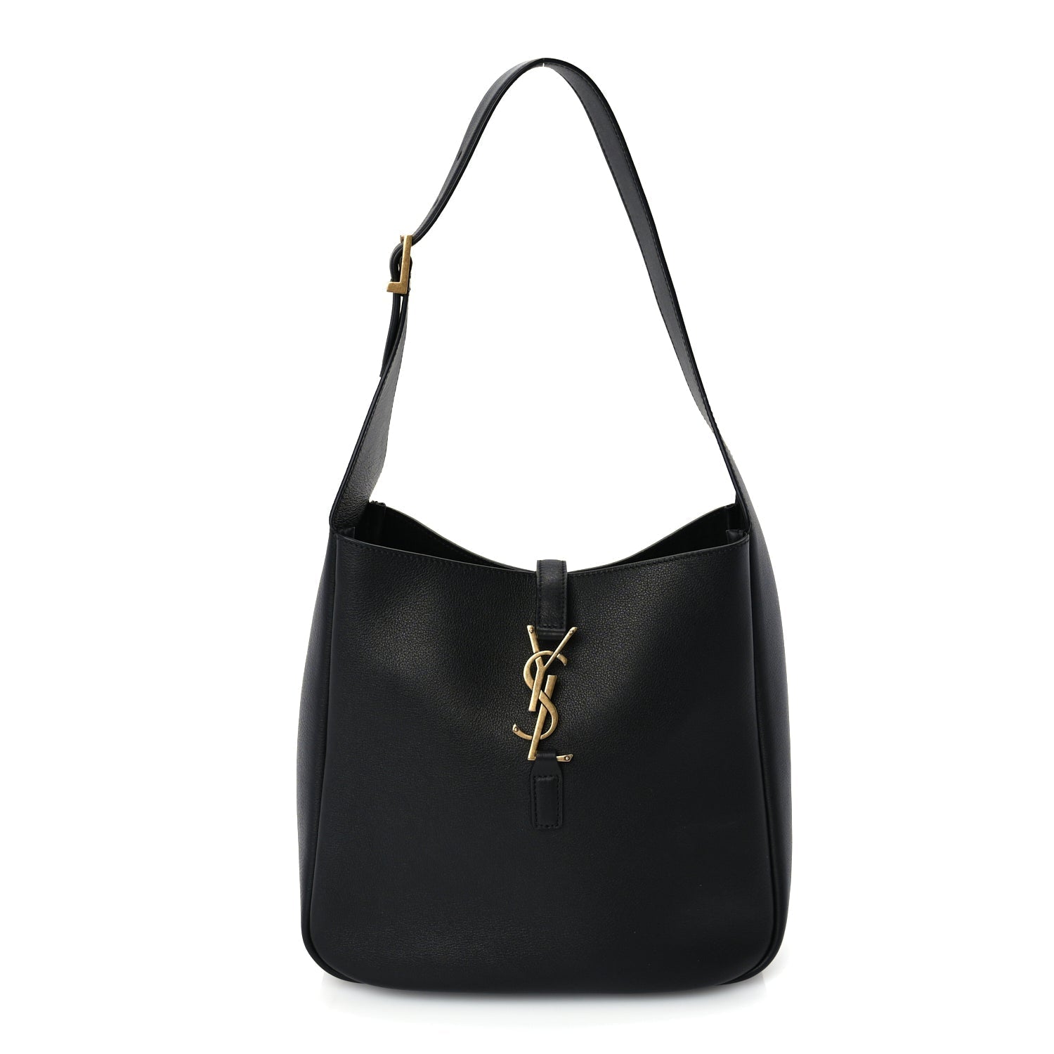 Saint Laurent Smooth Calfskin Small Le 5 A 7 Soft Hobo  Black