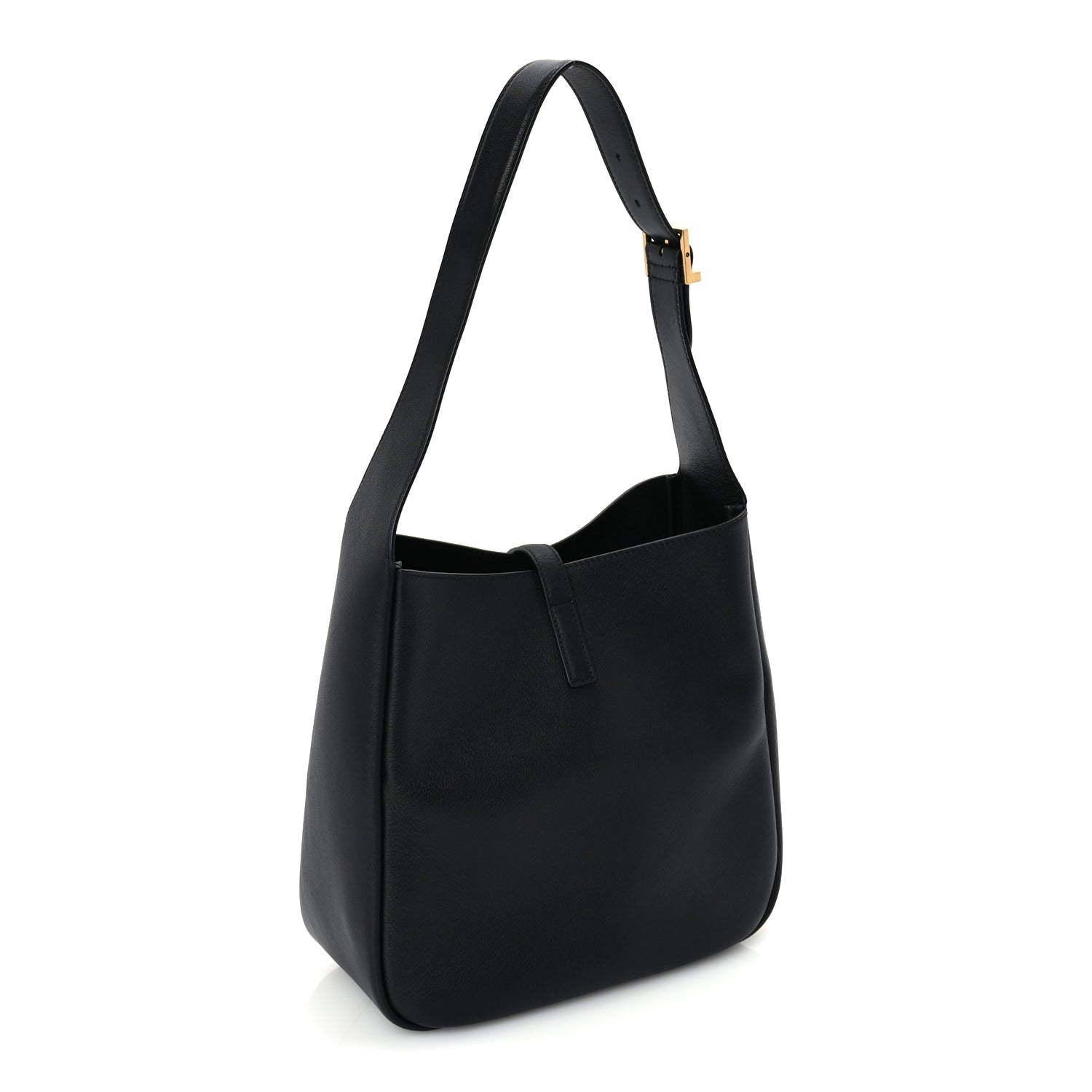 Saint Laurent Smooth Calfskin Small Le 5 A 7 Soft Hobo  Black