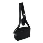 Prada Re-Nylon Vela Saffiano Pocket Double Zip Shoulder Bag  Black