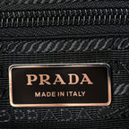 Prada Re-Nylon Vela Saffiano Pocket Double Zip Shoulder Bag  Black