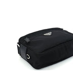Prada Re-Nylon Vela Saffiano Pocket Double Zip Shoulder Bag  Black