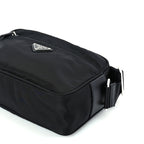 Prada Re-Nylon Vela Saffiano Pocket Double Zip Shoulder Bag  Black