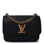 Louis Vuitton Grained Calfskin Lockme Chain Bag PM Black