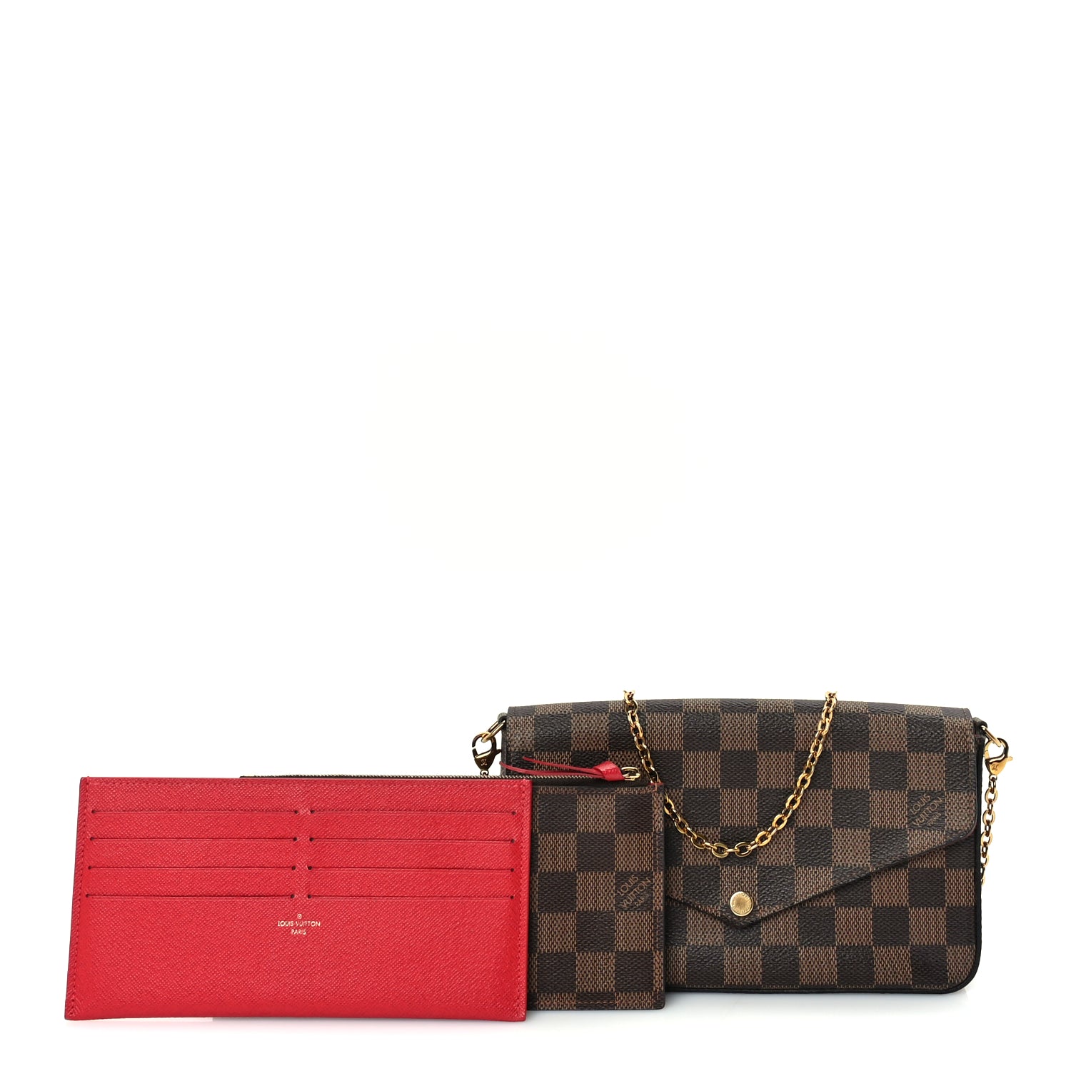 Louis Vuitton Damier Ebene Pochette Felicie Chain Wallet