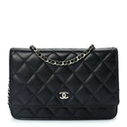 Chanel Lambskin Quilted Wallet On Chain WOC Black