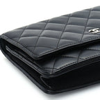Chanel Lambskin Quilted Wallet On Chain WOC Black