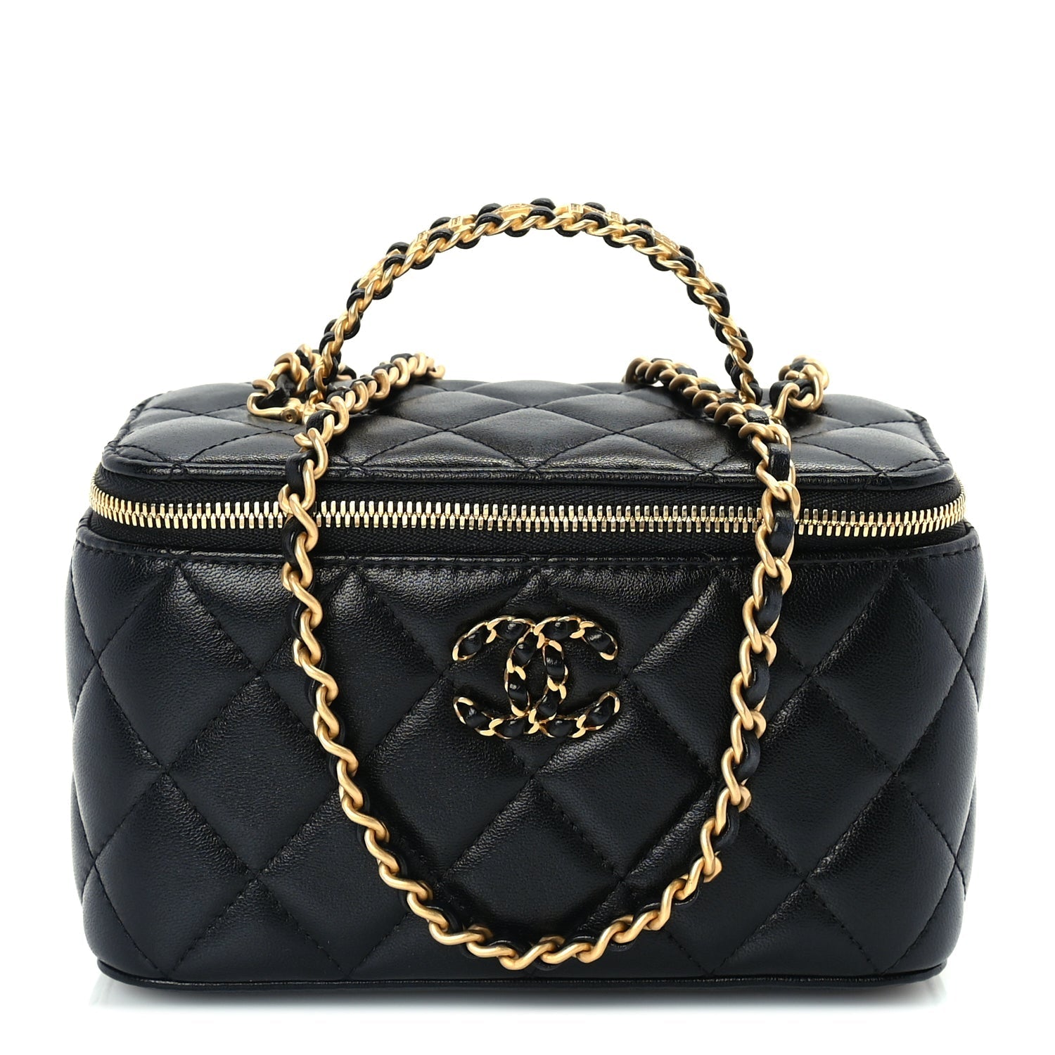 Chanel Lambskin Quilted 19 Pick Me Up Vanity Case  Black