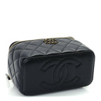 Chanel Lambskin Quilted 19 Pick Me Up Vanity Case  Black