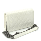 Chanel Caviar Quilted Boy Wallet On Chain WOC White