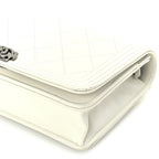 Chanel Caviar Quilted Boy Wallet On Chain WOC White