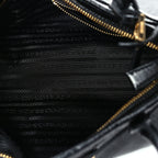 Prada Glossy Calfskin Triangle Medium Bonnie Shoulder Bag Black
