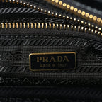 Prada Glossy Calfskin Triangle Medium Bonnie Shoulder Bag Black