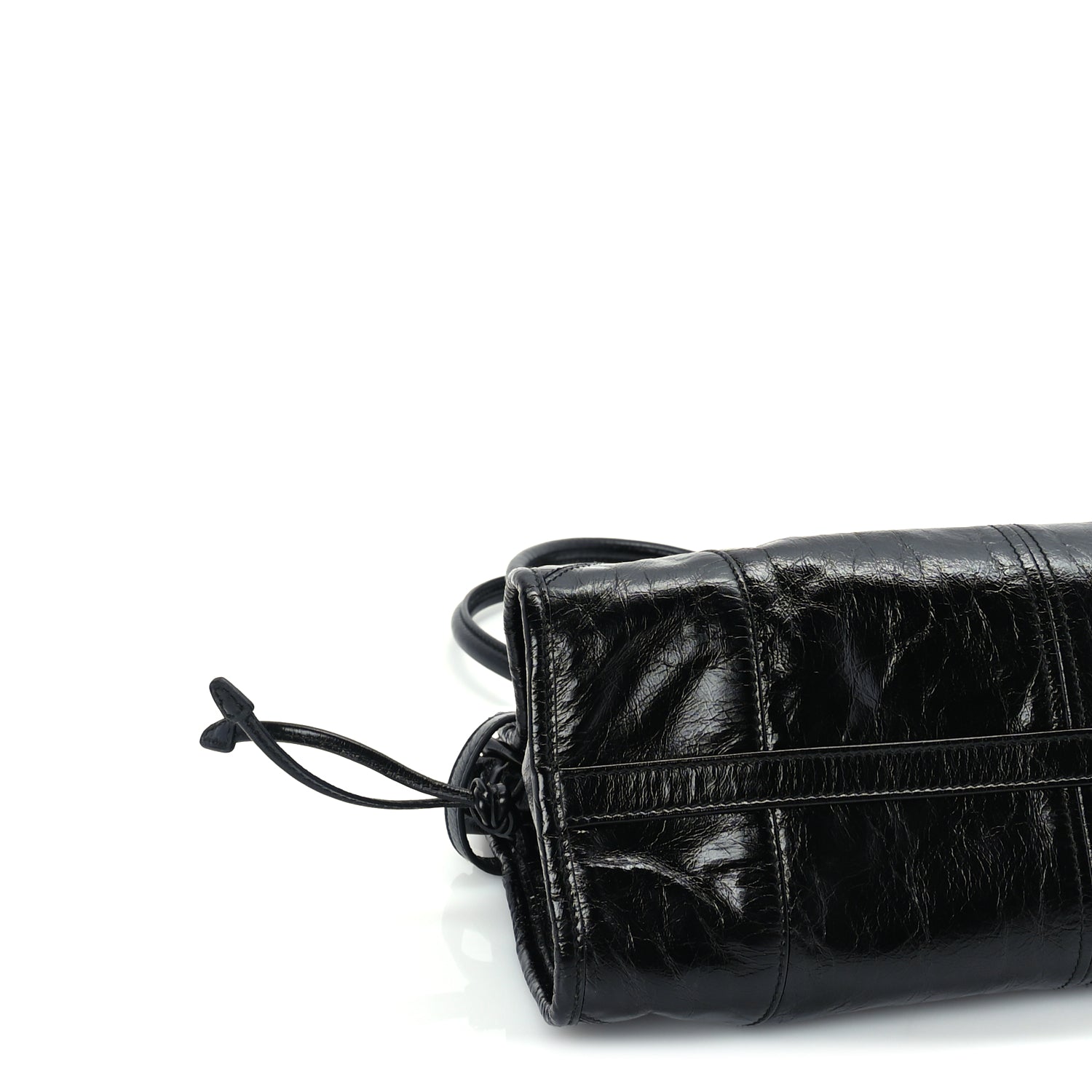Prada Glossy Calfskin Triangle Medium Bonnie Shoulder Bag Black