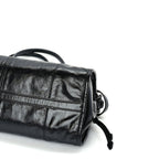 Prada Glossy Calfskin Triangle Medium Bonnie Shoulder Bag Black