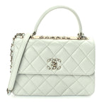 Chanel Lambskin Quilted Small Trendy Chain CC Flap Dual Handle Bag Light Blue