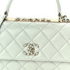 Chanel Lambskin Quilted Small Trendy Chain CC Flap Dual Handle Bag Light Blue