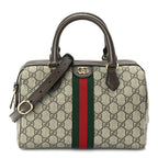 Gucci GG Supreme Monogram Web Small Ophidia Top Handle Bag Beige Ebony
