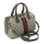 Gucci GG Supreme Monogram Web Small Ophidia Top Handle Bag Beige Ebony