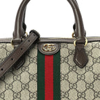 Gucci GG Supreme Monogram Web Small Ophidia Top Handle Bag Beige Ebony