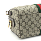 Gucci GG Supreme Monogram Web Small Ophidia Top Handle Bag Beige Ebony