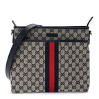 Gucci GG Supreme Monogram Web Flat Messenger Bag  Navy