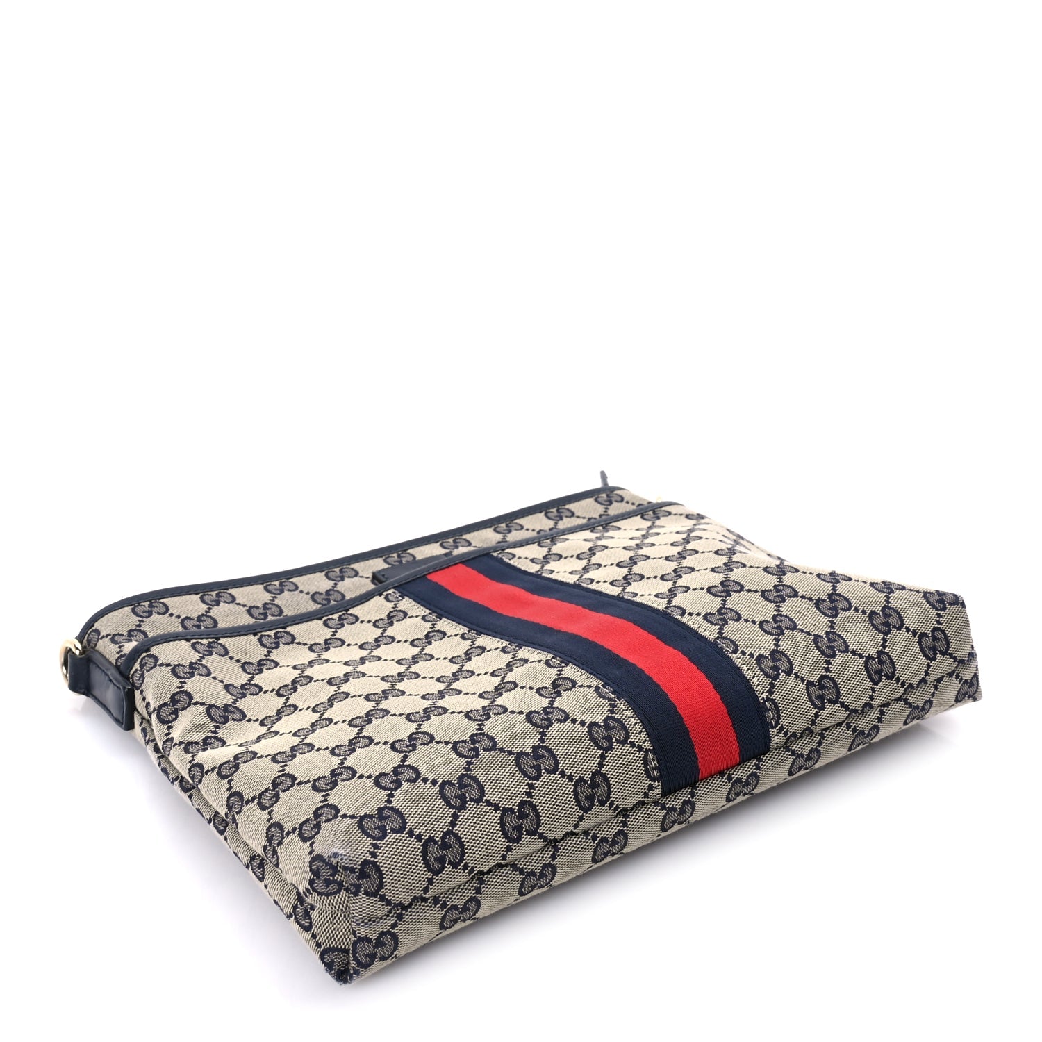 Gucci GG Supreme Monogram Web Flat Messenger Bag  Navy