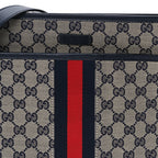 Gucci GG Supreme Monogram Web Flat Messenger Bag  Navy