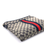 Gucci GG Supreme Monogram Web Flat Messenger Bag  Navy