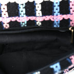 Chanel Tweed Quilted Medium 19 Flap Black Blue Pink