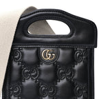 Gucci Calfskin GG Matelasse Mini Top Slip Handle Crossbody Bag  Black Natural