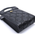 Gucci Calfskin GG Matelasse Mini Top Slip Handle Crossbody Bag  Black Natural