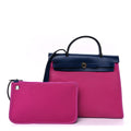 Hermes Vache Hunter Toile Officier Herbag Zip 31 PM  Magnolia Bleu Saphir