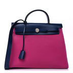 Hermes Vache Hunter Toile Officier Herbag Zip 31 PM  Magnolia Bleu Saphir