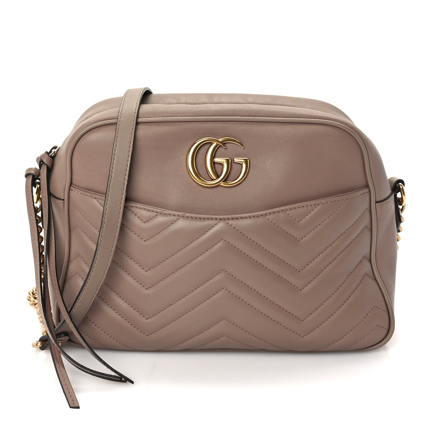 Gucci Calfskin Matelasse Medium GG Marmont Chain Shoulder Bag  Porcelain Rose
